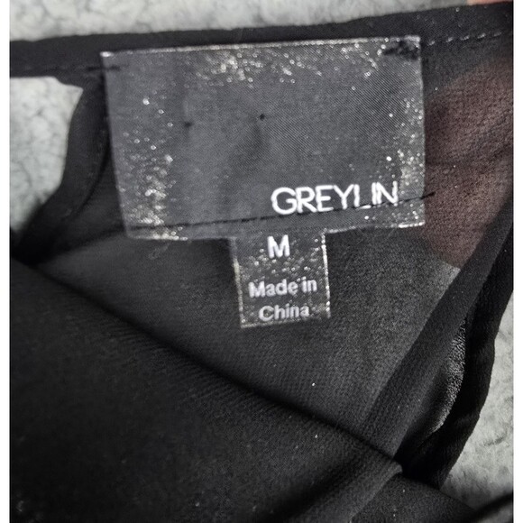 Greylin Camisole Women M Black Metallic Silver Sheer Tiered Sexy 20s Flapper - Picture 3 of 16